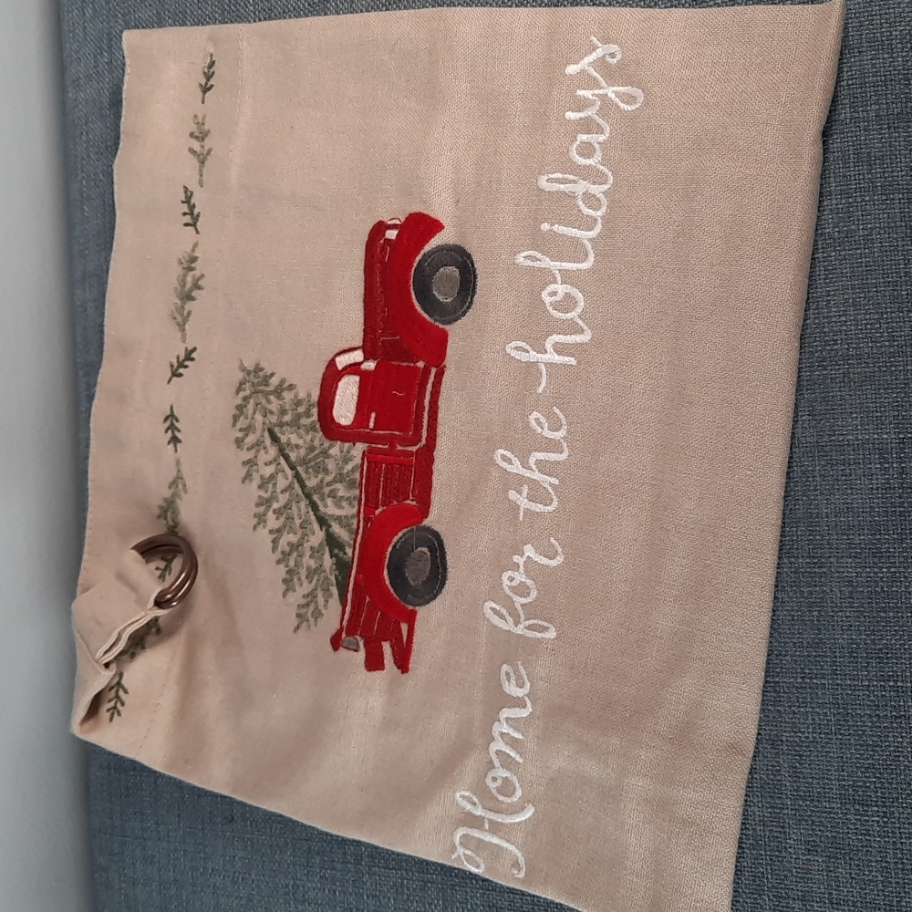 Red Pick Up Truck Kitchen Apron Embroidered Holiday Home Christmas